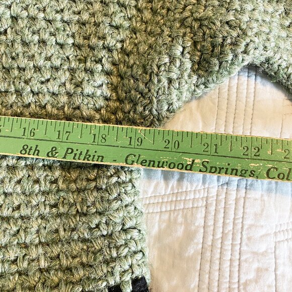 Sage Green and Black Handmade Cardigan Sweater - Picture 4 of 5